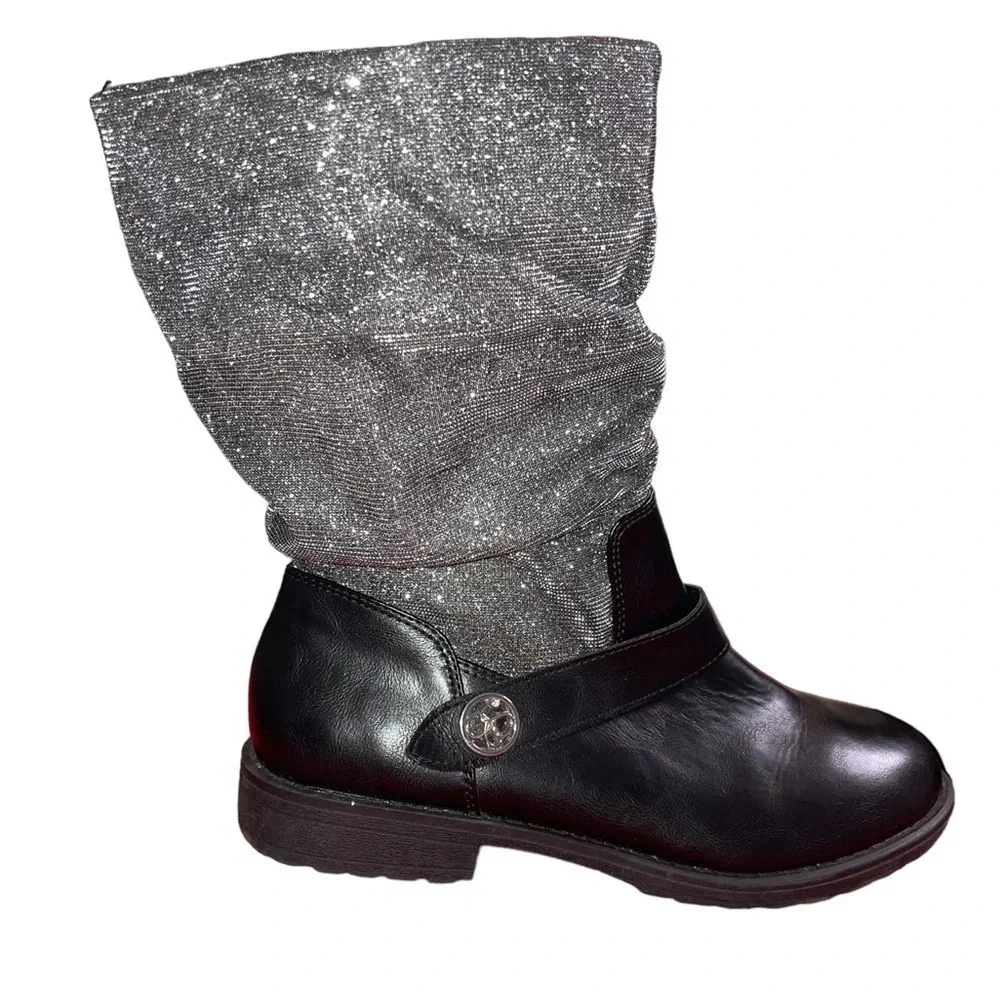 Jessica Simpson Kid's Girls' Summit Boot Black Metallic 5M US Big Kid